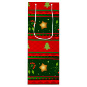 Red and Green Winte Gift Bag Wijn Cadeautas (Voorkant)