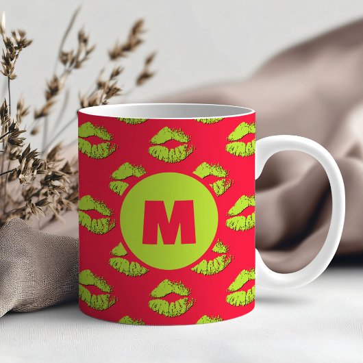 Red and Green XOXO Kissing Lips Personalized Koffiemok