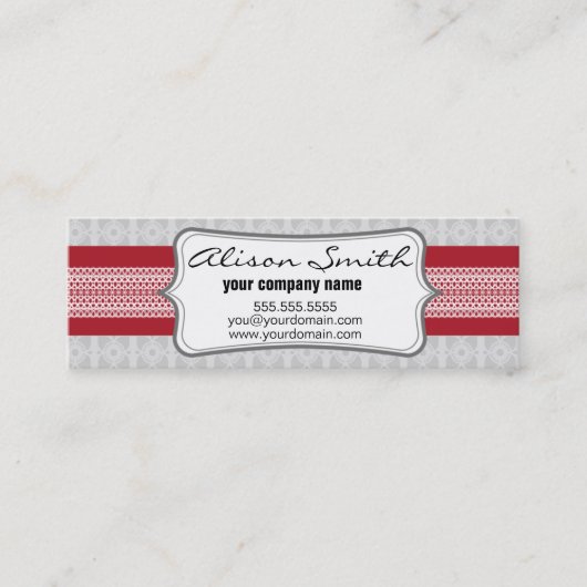 Red and grey tag mini visitekaartje (Voorkant)