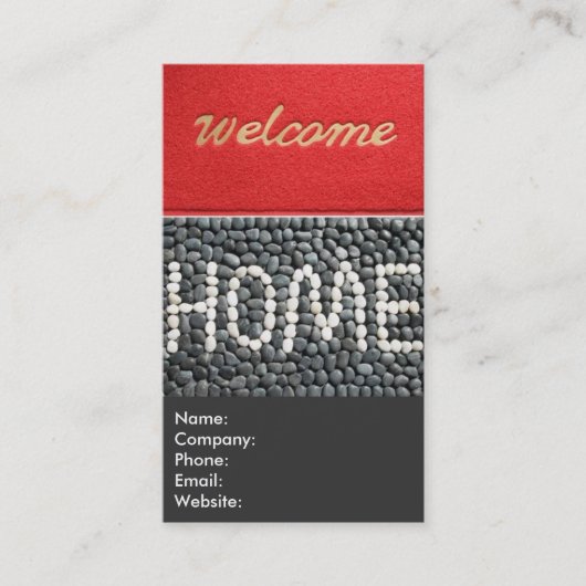 Red and Grey Welkom Home Real Estate Agent Visitekaartje (Voorkant)