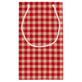 Red and Kraft Country Gingham Christmas  Klein Cadeauzakje (Achterkant)