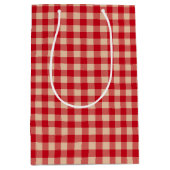 Red and Kraft Country Gingham Christmas  Medium Cadeauzakje (Voorkant)