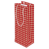 Red and Kraft Country Gingham Christmas  Wijn Cadeautas (Achterkant Gekanteld)