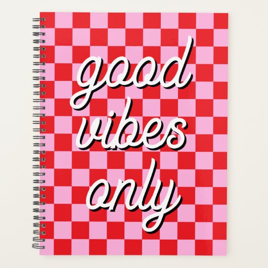 Red and Light Pink Checkered Planner (Voorkant)