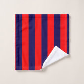 Red and Navy Blue Cabana Stripes Bad Handdoek (Wasdoekje)