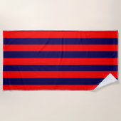 Red and Navy Blue Cabana Stripes Strandlaken (Voorkant)