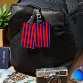 Red and Navy Blue Nautical Stripes  Bagagelabel