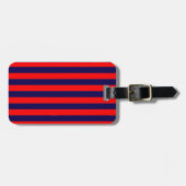 Red and Navy Blue Nautical Stripes  Bagagelabel (Voorkant horizontaal)