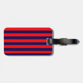 Red and Navy Blue Nautical Stripes  Bagagelabel (Achterkant horizontaal)