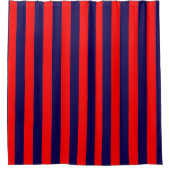 Red and Navy Blue Nautical Stripes Douchegordijn (Voorkant)