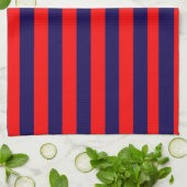Red and Navy Blue Nautical Stripes  Theedoek (Gevouwen)