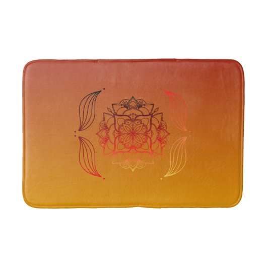 Red and Orange Ethereal Embers Floral Mandala Badmat (Voorkant)