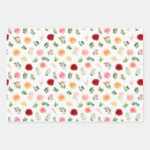 Red and Orange Flowers with Foliage Pattern Inpakpapier Vel (Voorkant)