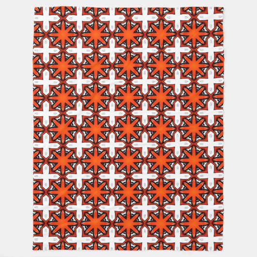 Red and orange geometric pattern fleece deken (Voorkant)