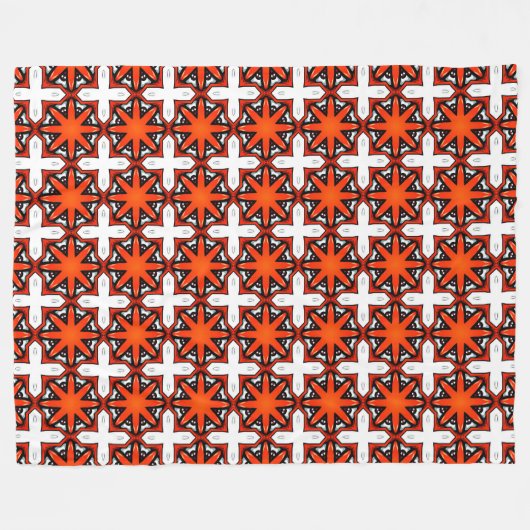 Red and orange geometric pattern  fleece deken (Voorkant (Horizontaal))