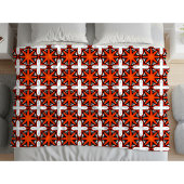 Red and orange geometric pattern  fleece deken