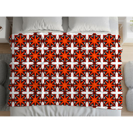 Red and orange geometric pattern  fleece deken