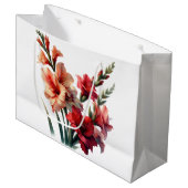 Red and Orange Gladiolus Floral Groot Cadeauzakje (Voorkant Gekanteld)