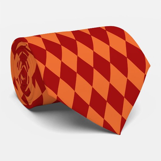 Red and Orange Harlequin Checkered Design  Stropdas