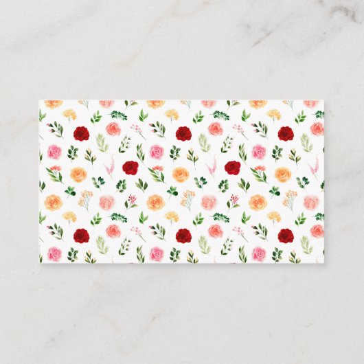 Red and Orange Roses Birthday A Note On Gifts Informatiekaartje (Achterkant)