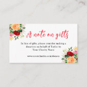 Red and Orange Roses Birthday A Note On Gifts Informatiekaartje (Voorkant)