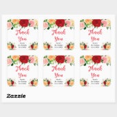 Red and Orange Roses Birthday Thank You Vierkante Sticker (Vel)
