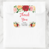 Red and Orange Roses Birthday Thank You Vierkante Sticker (Tas)