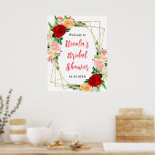 Red and Orange Roses Bridal Shower Welcome Poster (Keuken)
