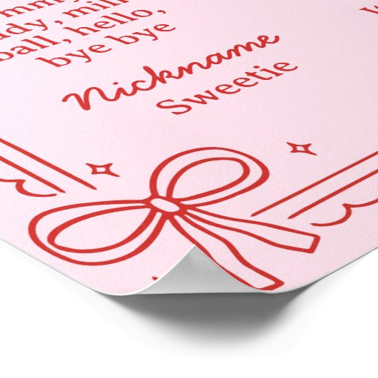 Red and Pink Bow Cake 1st Birthday Milestone Sign Poster (Hoek)