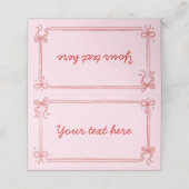 Red and Pink Bow Cake Birthday Party Food Tent Plaatskaartje (Buitenkant ongevouwen)