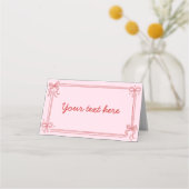 Red and Pink Bow Cake Birthday Party Food Tent Plaatskaartje (Achterkant)