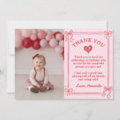 Red and Pink Bow Cake Birthday Photo Bedankkaart (Voorkant)