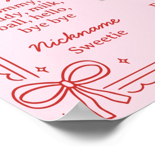 Red and Pink Bow Cake First Year Milestone Photo Poster (Hoek)