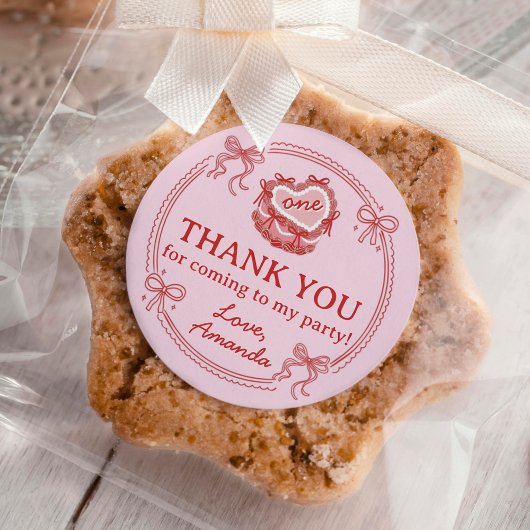 Red and Pink Bow Girls Just Wanna Be One Birthday Ronde Sticker