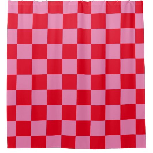Red and Pink Checkered Douchegordijn (Voorkant)