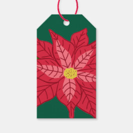Red and Pink Christmas Poinsettia Cadeaulabel