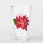 Red and Pink Christmas Poinsettia Glas (Achterkant)