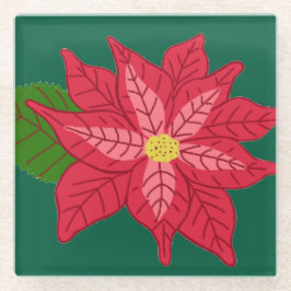 Red and Pink Christmas Poinsettia Glazen Onderzetter