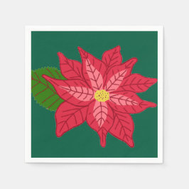 Red and Pink Christmas Poinsettia Servet