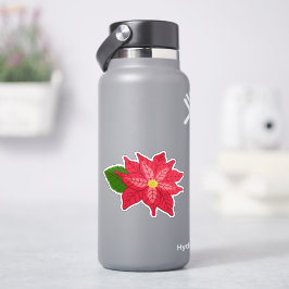 Red and Pink Christmas Poinsettia Sticker