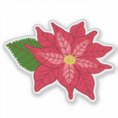 Red and Pink Christmas Poinsettia Sticker (Voorkant)