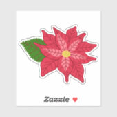 Red and Pink Christmas Poinsettia Sticker (Vel)