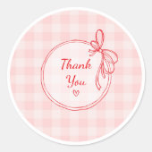 Red and Pink Coquette Thank You Circle Sticker (Voorkant)