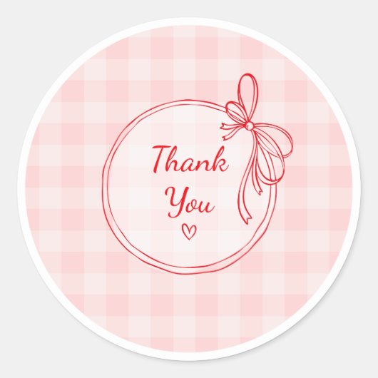 Red and Pink Coquette Thank You Circle Sticker (Voorkant)