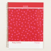 Red and Pink Feminine Minimalist Floral Large Planner (Voorkant)