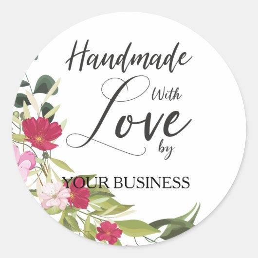 Red and Pink Floral Craft Articles Handmade Ronde Sticker (Voorkant)