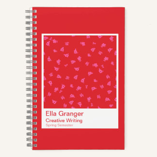 Red and Pink Floral Notebook Notitieboek