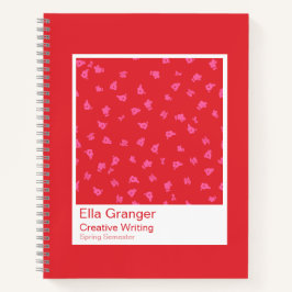 Red and Pink Floral Notebook Notitieboek
