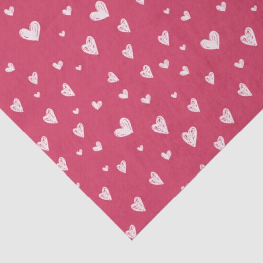 Red and Pink Hand Drawn Heart Pattern Tissuepapier (Detail)