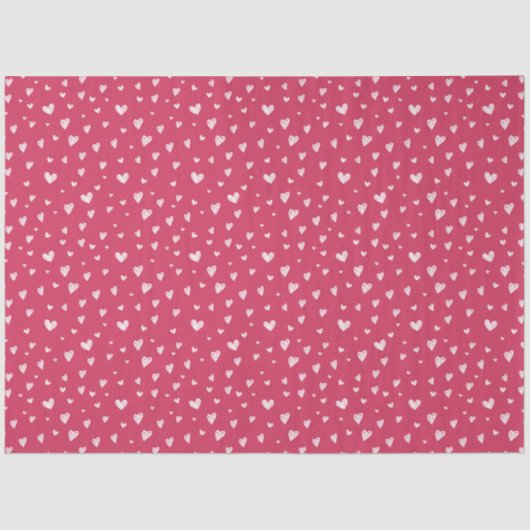 Red and Pink Hand Drawn Heart Pattern Tissuepapier (Voorkant)